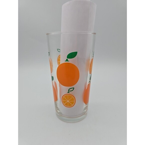 Swanky Orange Decorated Juice Tumbler  Mid-Century Glass Rare Find Pristine - Picture 4 of 12